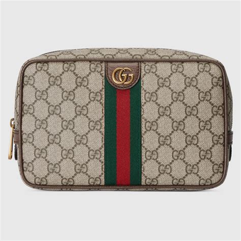 Trousse de toilette Gucci Savoy en toile Supreme beige et ébène 